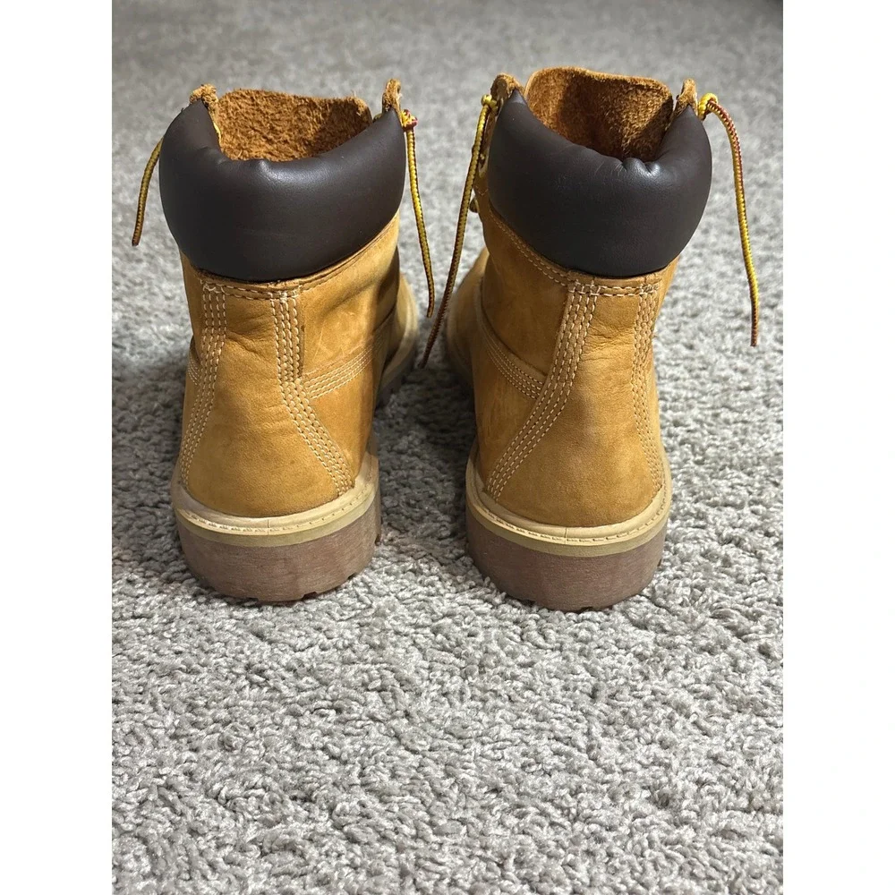 Timberland 12909 6 Inch Premium Waterproof Boots Wheat Nubuck Leather Kids 4.5 M